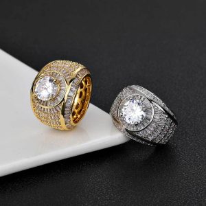 Hip-hop ring mixed inlay large zircon ring popular personality full diamond ring