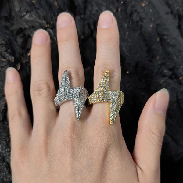 Diamond lightning ring trendy brand personalized hip-hop copper inlaid with zircon men's ring jewelry wholesale - Image 6