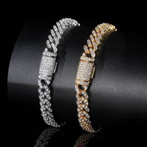 8mm single row full diamond Cuban chain hip-hop bracelet for men high-end zircon bracelet accessories