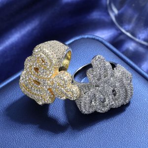 Hip-hop fire zircon ring high-end fashion trend personalized jewelry men's ring