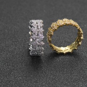 Hip-hop cross-border 8mm full diamond ring micro-set zircon men's ring niche high-end jewelry