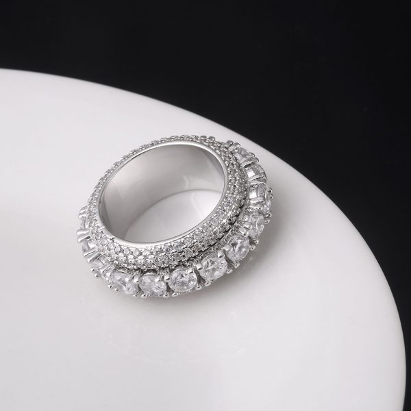 Hip-hop five-row full zircon rotating ring real gold electroplated hiphop rotating ring jewelry - Image 9