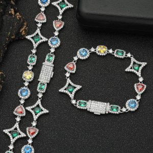 Colorful gem bracelets for women's popular jewelry high-end zircon men's bracelets long 7-9 in