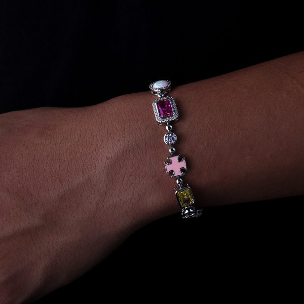 Hip-hop colored gemstone jewelry bracelet women's jewelry accessories high-end zircon men's bracelet wholesale - Image 8