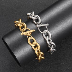 12mm stainless steel cross chain O-line chain titanium steel bracelet trendy brand hip-hop men's bracelet jewelry wholesale