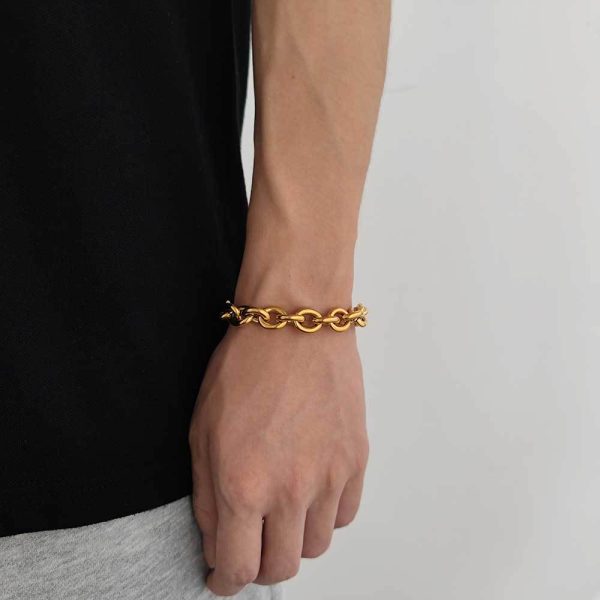 12mm stainless steel cross chain O-line chain titanium steel bracelet trendy brand hip-hop men's bracelet jewelry wholesale - Image 3