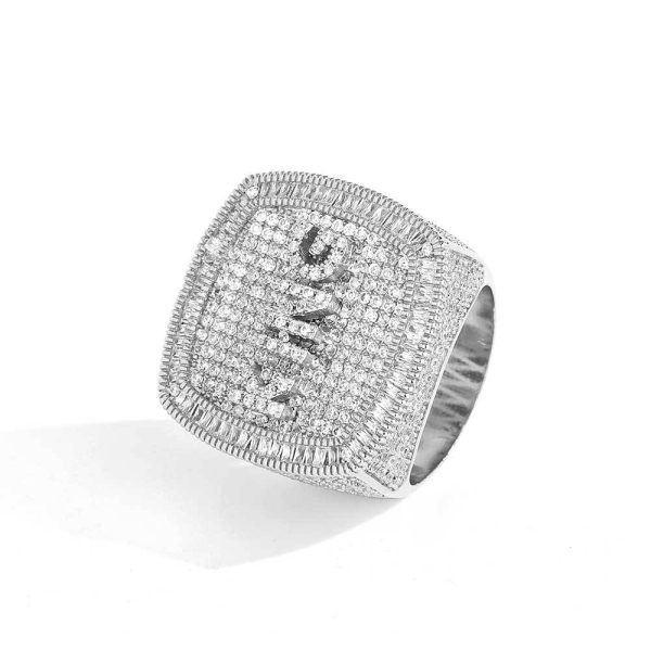 Hip-hop jewelry DIY personalized custom letter ring micro-set zircon ring men and women's rings - contact customer service and note the letters that need to be customized - Image 3