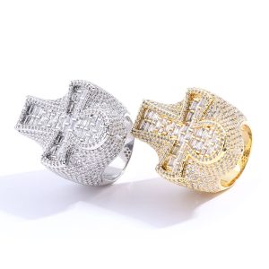 Zircon Cross Ring High-end Jewelry Retro Ring Men's Trendy Accessories