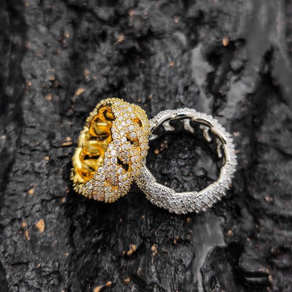 European and American cross-border 10mm bubble Cuban zircon ring trendy brand personality full-diamond hip-hop men's ring - Image 3