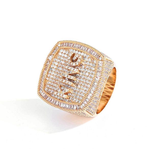 Hip-hop jewelry DIY personalized custom letter ring micro-set zircon ring men and women's rings - contact customer service and note the letters that need to be customized - Image 9