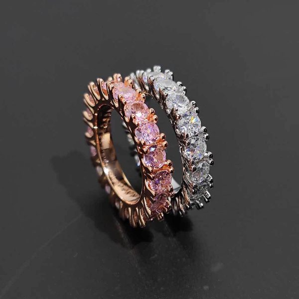 Hip-hop 4mm single row zircon ring men's ring trendy brand personality full diamond couple ring - Image 5