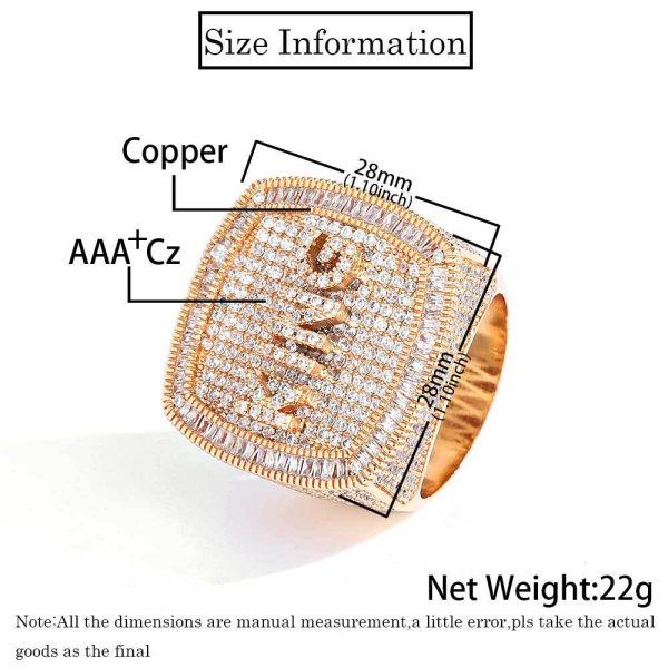 Hip-hop jewelry DIY personalized custom letter ring micro-set zircon ring men and women's rings - contact customer service and note the letters that need to be customized - Image 7