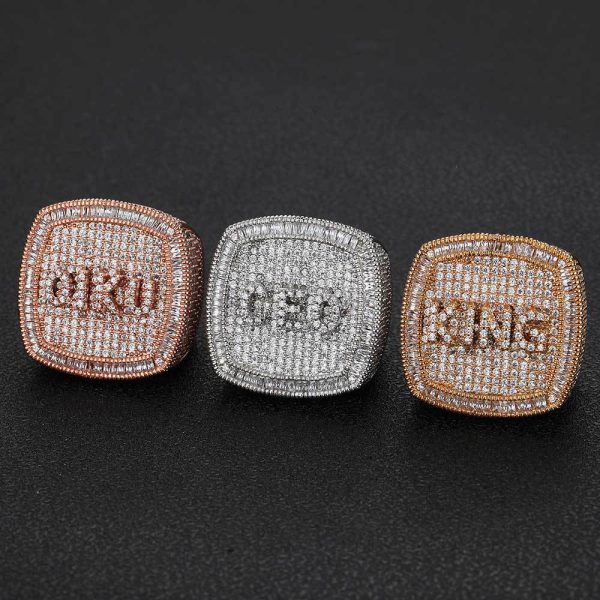 Hip-hop jewelry DIY personalized custom letter ring micro-set zircon ring men and women's rings - contact customer service and note the letters that need to be customized - Image 4