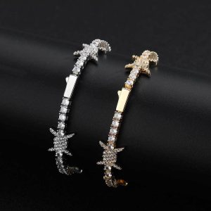 Hip-hop spring buckle zircon thorn tennis bracelet men's jewelry high-end versatile women's bracelet