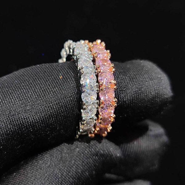 Hip-hop 4mm single row zircon ring men's ring trendy brand personality full diamond couple ring - Image 2