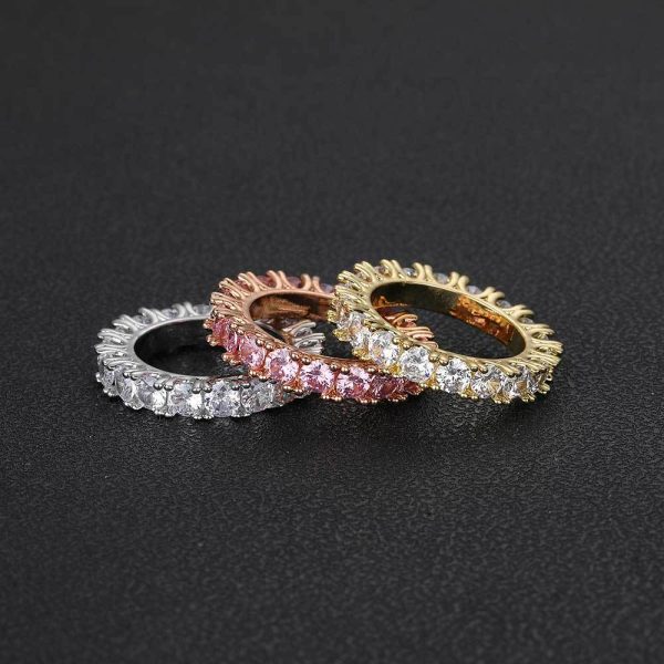 Hip-hop 4mm single row zircon ring men's ring trendy brand personality full diamond couple ring - Image 3