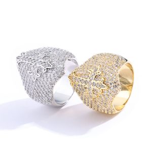 Hip-hop Zircon Cross Ring Trendy Jewelry Retro High-end Men's Ring
