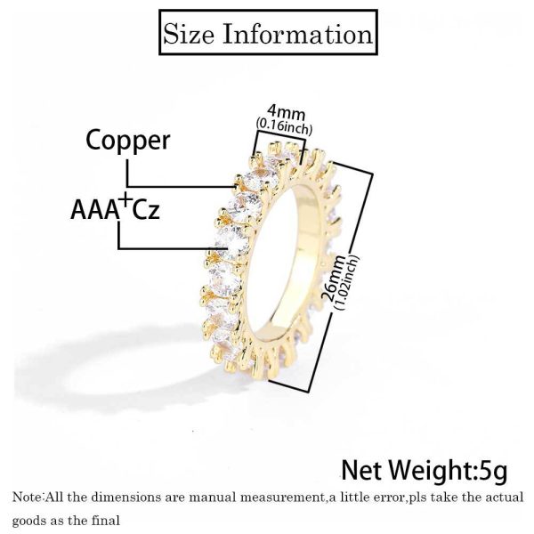 Hip-hop 4mm single row zircon ring men's ring trendy brand personality full diamond couple ring - Image 4
