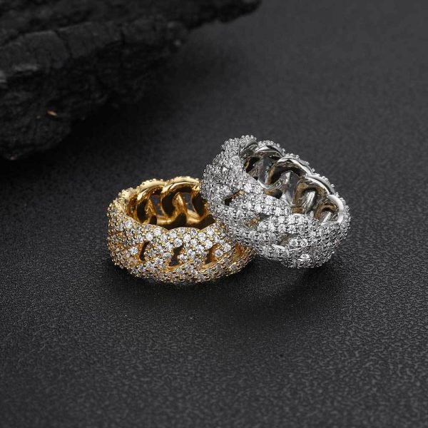 European and American cross-border 10mm bubble Cuban zircon ring trendy brand personality full-diamond hip-hop men's ring