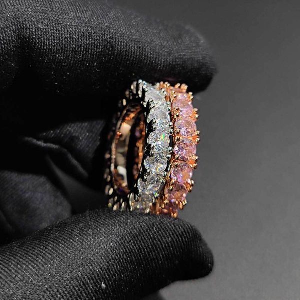 Hip-hop 4mm single row zircon ring men's ring trendy brand personality full diamond couple ring - Image 6