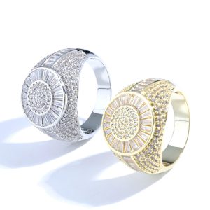 Zircon round ring hip-hop jewelry high-end men's ring
