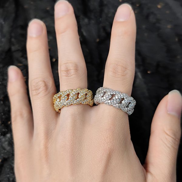 European and American cross-border 10mm bubble Cuban zircon ring trendy brand personality full-diamond hip-hop men's ring - Image 7