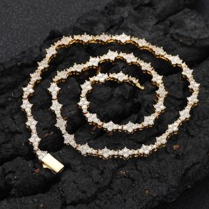 Single row chain full diamond Width 6.5mm necklace length 16-24 inches, Bracelet length 7-9 inches