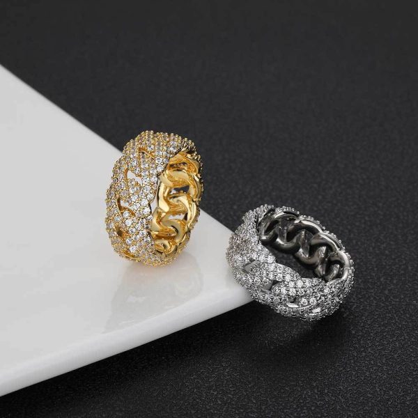 European and American cross-border 10mm bubble Cuban zircon ring trendy brand personality full-diamond hip-hop men's ring - Image 8